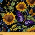 thumbnail image 1 of jejeloiu Sunflower Butterfly Fabric by the Yard 10 Yards,Chic Flower Floral Room Decor Fabric by the Yard,Orange Green Purple Sewing Fabric For Girls Boys,Breathable Home Decor, 1 of 6