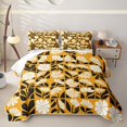thumbnail image 1 of jejeloiu Sunny Floral Twin Quilt Set For Girls,Vibrant Pattern Twin Coverlet Set,Yellow Black,2pcs, 1 of 7