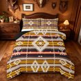 thumbnail image 1 of jejeloiu Sunset Aztec Queen Comforter Set For Men Women,Geometric Print Comforter Sets Queen,Brown Yellow,Black Reversible,3-Piece,1 Comforter and 2 Pillowcases, 1 of 7