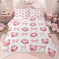 thumbnail image 1 of jejeloiu Sweet Bowtie Cake Full Size Comforter Sets,Pink Bowknot Bow Bedding Sets For Girl Teens Reversible 3-Piece, 1 of 8