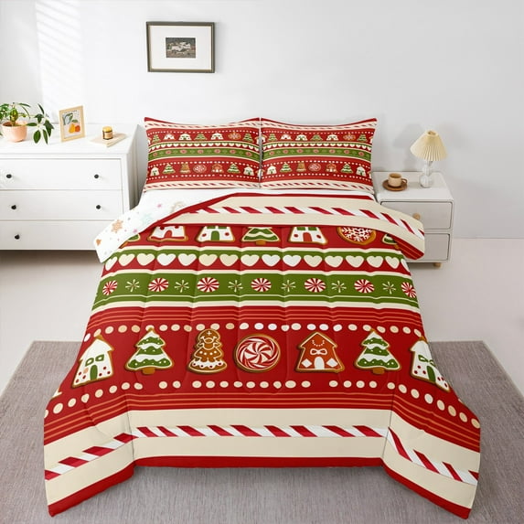 jejeloiu Sweet Christmas Dessert Bedding Comforter Set,Merry Xmas Twin Comforter Sets,Happy New Year Bedding Set For Boys Girls,Lightweight Bedroom Decoration Reversible,2 Pieces