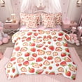 thumbnail image 1 of jejeloiu Sweet Kawaii Strawberry 7 Pieces Bedding Comforter Set,Red Winter Fruit Full Bedding Set For Kids Reversible, 1 of 8