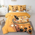 thumbnail image 1 of jejeloiu Sweet Milk Tea Bedding Comforter Set 7 Pieces,Bubble Dessert Full Bedding Set,Black Brown Fitted Sheet Flat Sheet For Child,Breathable Home Decor Reversible, 1 of 8