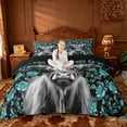 thumbnail image 1 of jejeloiu Teal Rose Cow Duvet Cover Set Kids,Western Print Bedding Full,Reversible,3-Piece(No Comforter), 1 of 6