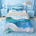 thumbnail image 1 of jejeloiu Teal Watercolor Wave Pattern Twin Comforter Sets Kids,Abstract Geometric Pattern Bedding Set,Reversible,2 Pieces, 1 of 8