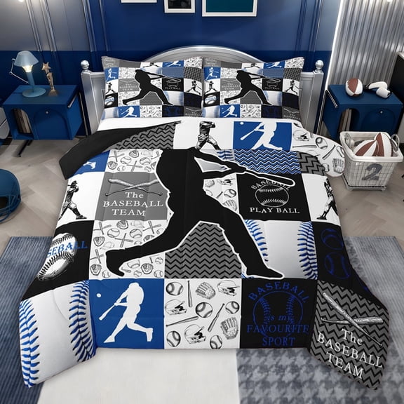 jejeloiu Teens Ball Sport Twin Comforter Sets,Baseball Game Gaming Bedding Set For Boys Kids Reversible 2pcs
