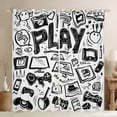 thumbnail image 1 of jejeloiu Teens Gamepad Black Out Curtains,Modern Gamer Curtains Pack of 2 (42x63 Each),Sketch Video Game Bedroom Curtains For Boys Kids,Ultra Soft Home Decor, 1 of 5