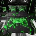 thumbnail image 1 of jejeloiu Teens Video Game 7-Piece Twin Bedding Sets,Cartoon Console Gamepad Bedding Comforter Set,Neon Green Plaid Sheet Sets For Teens,Breathable Home Decor Reversible, 1 of 8