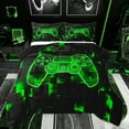 thumbnail image 1 of jejeloiu Teens Video Game Bedding Comforter Set,Cartoon Console Gamepad Twin Comforter Sets,Neon Green Plaid Bedding Set For Teens,Breathable Home Decor Reversible,2 Pieces, 1 of 8