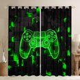 thumbnail image 1 of jejeloiu Teens Video Game Black Out Curtains,Cartoon Console Gamepad Curtains Pack of 2 (42x63 Each),Neon Green Plaid Bedroom Curtains For Teens,Breathable Home Decor, 1 of 6