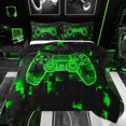 thumbnail image 1 of jejeloiu Teens Video Game Queen Comforter Set,Cartoon Console Gamepad Bedding Sets,Neon Green Plaid Bedding Comforter Set For Teens,Breathable Home Decor Reversible,3-Piece, 1 of 8