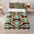 thumbnail image 1 of jejeloiu Tribal Aztec Zipper Twin Comforter Sets with Fitted Sheet and 2 Pillowcases,Geometric Pattern Zipper Bedding Set For Boys,Brown Turquoise,Reversible,4 Pieces, 1 of 7