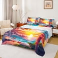 thumbnail image 1 of jejeloiu Tropical Beach Sign Bed Sheets,Starfish Palm Sunset Full Size Sheets For Boys,Pink Orange,4pcs,1 Flat Sheet, 1 Fitted Sheet and 2 Pillowcases, 1 of 6