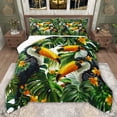 thumbnail image 1 of jejeloiu Tropical Bird Animal Queen Comforter Set,Green Botanical Monstera Leaf Bedding Comforter Set For Teens Reversible 3-Piece, 1 of 8