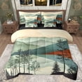thumbnail image 1 of jejeloiu Tropical Botanical Pine 7pcs Bedding Comforter Set,Natural Mountain Tree Queen Bedding Sets,Beige Teal Green Queen Sheet Sets For Men Women,Microfiber Bedroom Decor Reversible, 1 of 8