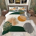 thumbnail image 1 of jejeloiu Tropical Monstera Leaf Bedding Comforter Set,Abstract Geometric Stripe Circle Twin Comforter Sets,Green Beige Brown Bedding Set For Men Women,Super Cozy Room Decor Reversible,2 Pieces, 1 of 8
