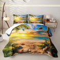 thumbnail image 1 of jejeloiu Tropical Palm Sunset Twin Quilt Set For Girls,Sandy Beach Starfish Twin Coverlet Set,Bright Orange,2 Pieces, 1 of 7