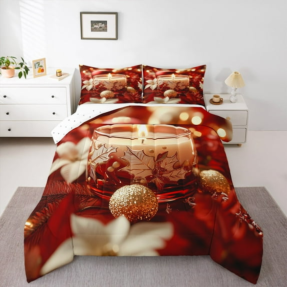 jejeloiu Romance Theme Valentine's Day Merry Christmas Twin Comforter Set,Reversible Microfiber Unisex Bedding,2pcs