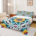 thumbnail image 1 of jejeloiu Vibrant Floral Queen Sheets For Men Women,Colorful Mandala Queen Sheet Sets,Multicolor White,4 Pieces,1 Flat Sheet, 1 Fitted Sheet and 2 Pillowcases, 1 of 6