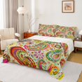 thumbnail image 1 of jejeloiu Vibrant Paisley Queen Sheets For Men Women,Artistic Print Queen Sheet Sets,Multi Color,4-Piece,1 Flat Sheet, 1 Fitted Sheet and 2 Pillowcases, 1 of 6