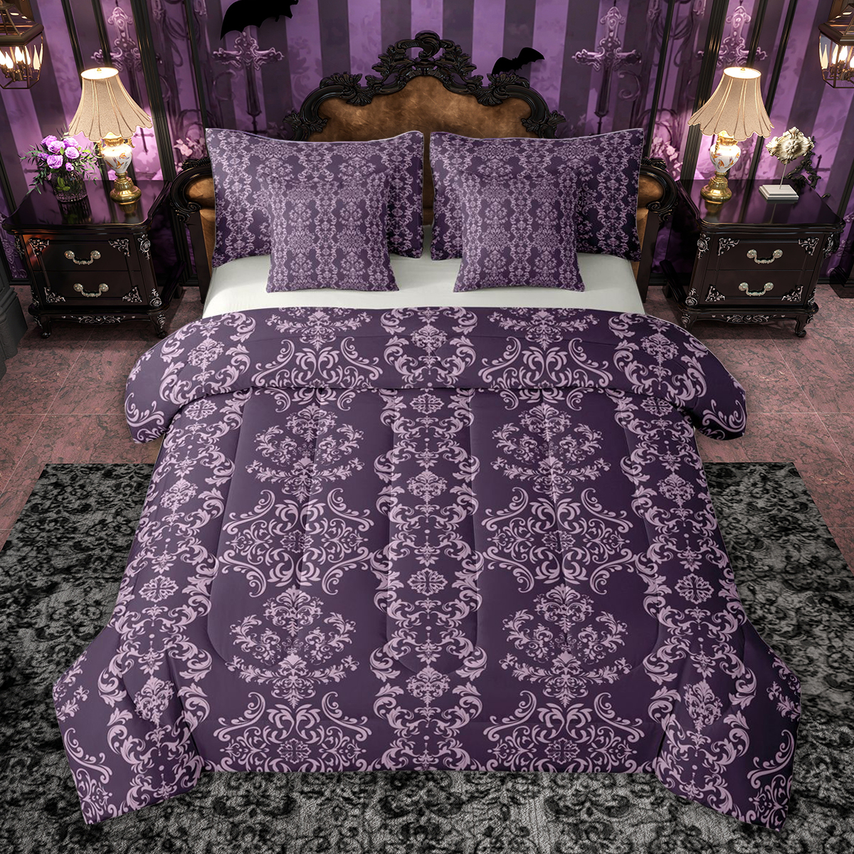 Cherry Blossom Comforter Set Queen Size – 7 Piece Japanese Sakura Bedding With Sheets, Pillowcases