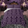 thumbnail image 1 of jejeloiu Victorian Baroque Floral Full Size Comforter Sets,Purple Vintage Damask Bedding Sets For Girls Boys Reversible 3 Pieces, 1 of 8