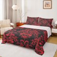 thumbnail image 1 of jejeloiu Victorian Baroque Print Queen Sheet Sets,Red Damask Floral Flat Sheet,Spooky Halloween Witch Queen Fitted Sheet For Girls Boys,Uper Cozy Room Decor,4-Piece, 1 of 7