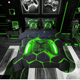 thumbnail image 1 of jejeloiu Video Game Bedding Comforter Set 7-Piece,Game Gaming King Bedding Sets,Green Geometric Geometric Bed Sheets For Teens,Super Cozy Bedroom Decoration Reversible, 1 of 8