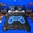 thumbnail image 1 of jejeloiu Video Gamer Gaming 7pcs Bedding Comforter Set,Modern Geometric Checkered Queen Bedding Sets For Kids Reversible, 1 of 7