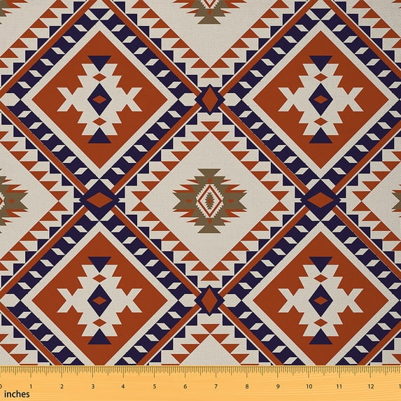 jejeloiu Vintage Aztec Fabric by the Yard 5 Yards,Boho Geometric Fabric for Sewing,Brown Beige Geometric Home Decor Fabric by the Yard,Ultra Soft Home Decor