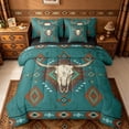 thumbnail image 1 of jejeloiu Vintage Aztec Geometric 7-Piece Twin Bedding Sets Kids,Tribal Boho Bull Skull Bedding Comforter SetFor Men,Reversible, 1 of 7