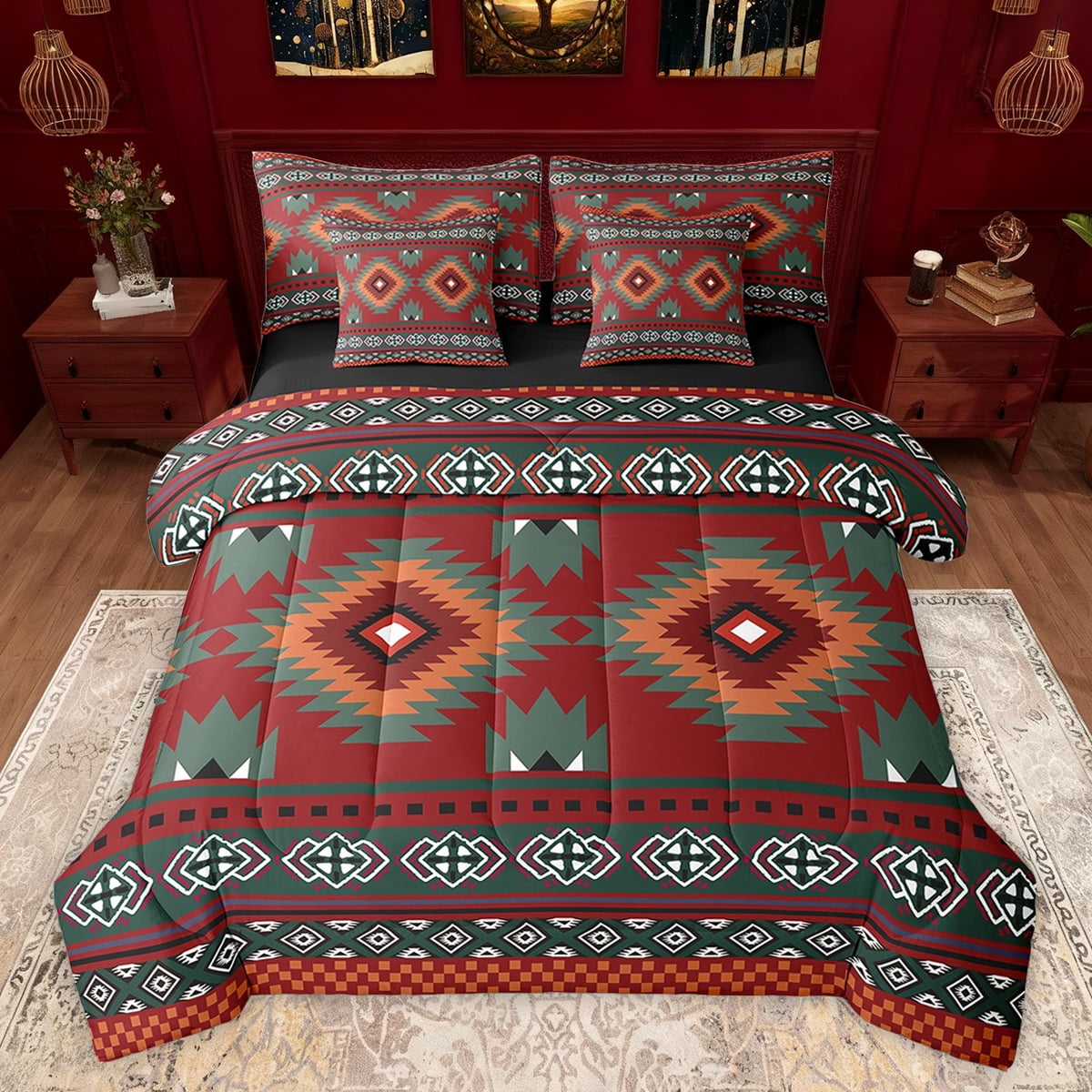 Set Di Biancheria Da Letto Bohémien In Stile Etnico Set Copripiumino Mandala Federa Set Copripiumino Biancheria Da Letto Copriletto Leggero In Microfibra Copriletto (4 Pezzi) (king (4 Pezzi)) Small