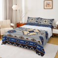 thumbnail image 1 of jejeloiu Vintage Aztec Geometric Bed Sheets,Nautical Tribal Full Size Sheets For Boys,Blue Gray,4 Pieces,1 Flat Sheet, 1 Fitted Sheet and 2 Pillowcases, 1 of 6