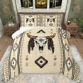 thumbnail image 1 of jejeloiu Vintage Aztec Geometric Bedding Comforter Set,Rustic Bull Skull Twin Comforter Sets,Retro Rhombus Triangle Bedding Set For Men Women,Breathable Home Decor Reversible,2 Pieces, 1 of 8