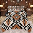 thumbnail image 1 of jejeloiu Vintage Aztec Geometric Queen Comforter Set,Boho Bohemian Style Bedding Sets,Brown Beige Bedding Comforter Set For Adult,Breathable Home Decor Reversible,3pcs, 1 of 8