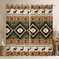 thumbnail image 1 of jejeloiu Vintage Aztec Rhombus Blackout Curtains Set of 2 (52x84 Each),Retro Geometric Triangle Window Curtains,Safari Deer Curtains and Drapes For Adults,Ultra Soft Home Decor, 1 of 6