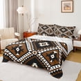 thumbnail image 1 of jejeloiu Vintage Aztec Rhombus Twin Sheet Sets,Brown Black White Twin Fitted Sheet,Boho Tribal Geometric Flat Sheet For Kids,Luxury Bedroom Decor,3 Pieces, 1 of 7
