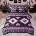 thumbnail image 1 of jejeloiu Vintage Boho Aztec 7-Piece Bedding Comforter Set,Geometric Rhombus Triangle King Bedding Sets,Purple Black Bed Sheets For Teens,Ultra Soft Home Decor Reversible, 1 of 8