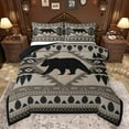 thumbnail image 1 of jejeloiu Vintage Boho Aztec Full Size Comforter Sets,Jungle Wildlife Bear Bedding Comforter Set,Gray Brown Geometric Grid Bedding Sets For Teens,Breathable Home Decor Reversible,3-Piece, 1 of 8