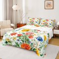 thumbnail image 1 of jejeloiu Vintage Cartoon Floral Full Size Sheets,Retro Flowers Bed Sheets,White Green Orange Sheet Sets For Men Women,Breathable Home Decor,4 Pieces, 1 of 7