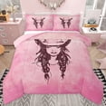 thumbnail image 1 of jejeloiu Vintage Cowgirls Pattern Queen Comforter Set,Cowboy Hats Bedding Comforter Set For Girls Women Reversible 3-Piece, 1 of 8