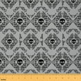 thumbnail image 1 of jejeloiu Vintage Damask Jacquard Fabric by the Yard 1 Yard,Gothic Spooky Skeleton Home Decor Fabric by the Yard,Gray Victorian Flower Sewing Fabric For Chidren,Super Cozy Room Decoration, 1 of 6