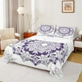 thumbnail image 1 of jejeloiu Vintage Floral Full Size Sheets,Boho Flowers Bed Sheets,Purple Gray White Sheet Sets For Men Women,Microfiber Bedroom Decor,4-Piece, 1 of 7