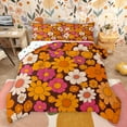 thumbnail image 1 of jejeloiu Vintage Floral Pattern Queen Comforter Set,Cartoon Flower Bedding Sets,Orange Daisy Bedding Comforter Set For Men Women,Microfiber Bedroom Decor Reversible,3pcs, 1 of 8