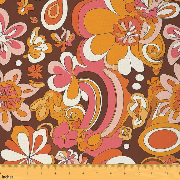 jejeloiu Vintage Flower Floral Fabric by the Yard 2 Yards,Boho Bohemian Room Decor Fabric by the Yard,Natural Plant Fabric for Sewing For Princess,Luxury Bedroom Decor