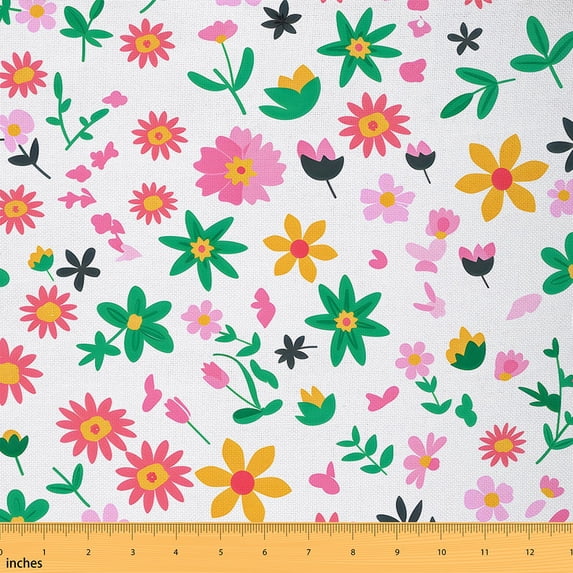 jejeloiu Vintage Flower Floral Fabric by the Yard 2 Yards,Rustic Farmhouse Daisy Room Decor Fabric by the Yard,Colorful Plant Fabric for Sewing For Teens,Microfiber Bedroom Decor