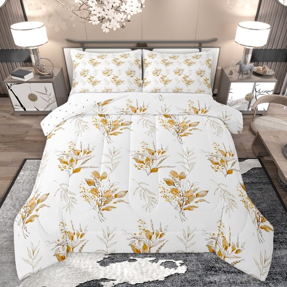 jejeloiu Vintage Flower Queen Comforter Set,Rustic Floral Bedding Sets,Brown White Bedding Comforter Set For Adult,Breathable Home Decor Reversible,3 Pieces