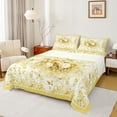 thumbnail image 1 of jejeloiu Vintage Flower Queen Sheet Sets,Retro Rustic Floral Flat Sheet,Yellow White Queen Fitted Sheet For Men Women,Luxury Bedroom Decor,4 Pieces, 1 of 7