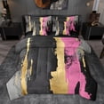 thumbnail image 1 of jejeloiu Vintage Geometric Design 7 Pieces Bedding Comforter Set,Black Pink Gold Full Bedding Set For Adult Reversible, 1 of 8