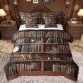 thumbnail image 1 of jejeloiu Vintage Library Books 7-Piece Bedding Comforter Set,Retro Bookshelf King Bedding Sets,Brown Bed Sheets For Adults,Luxury Bedroom Decor Reversible, 1 of 8